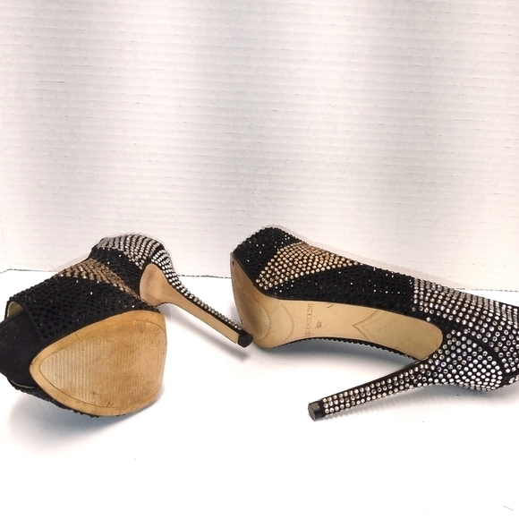Enzo Angiolini silver gold and black rhinestones platform shoes Size: 6.5 - Picture 7 of 8